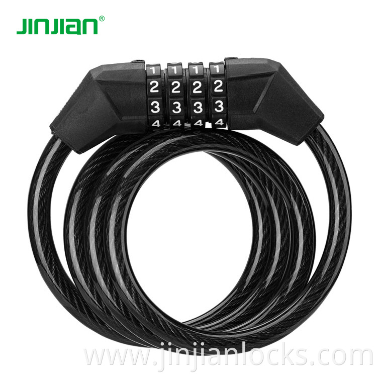 Hot sale portable cable lock 4 digital bicycle lock kid bike